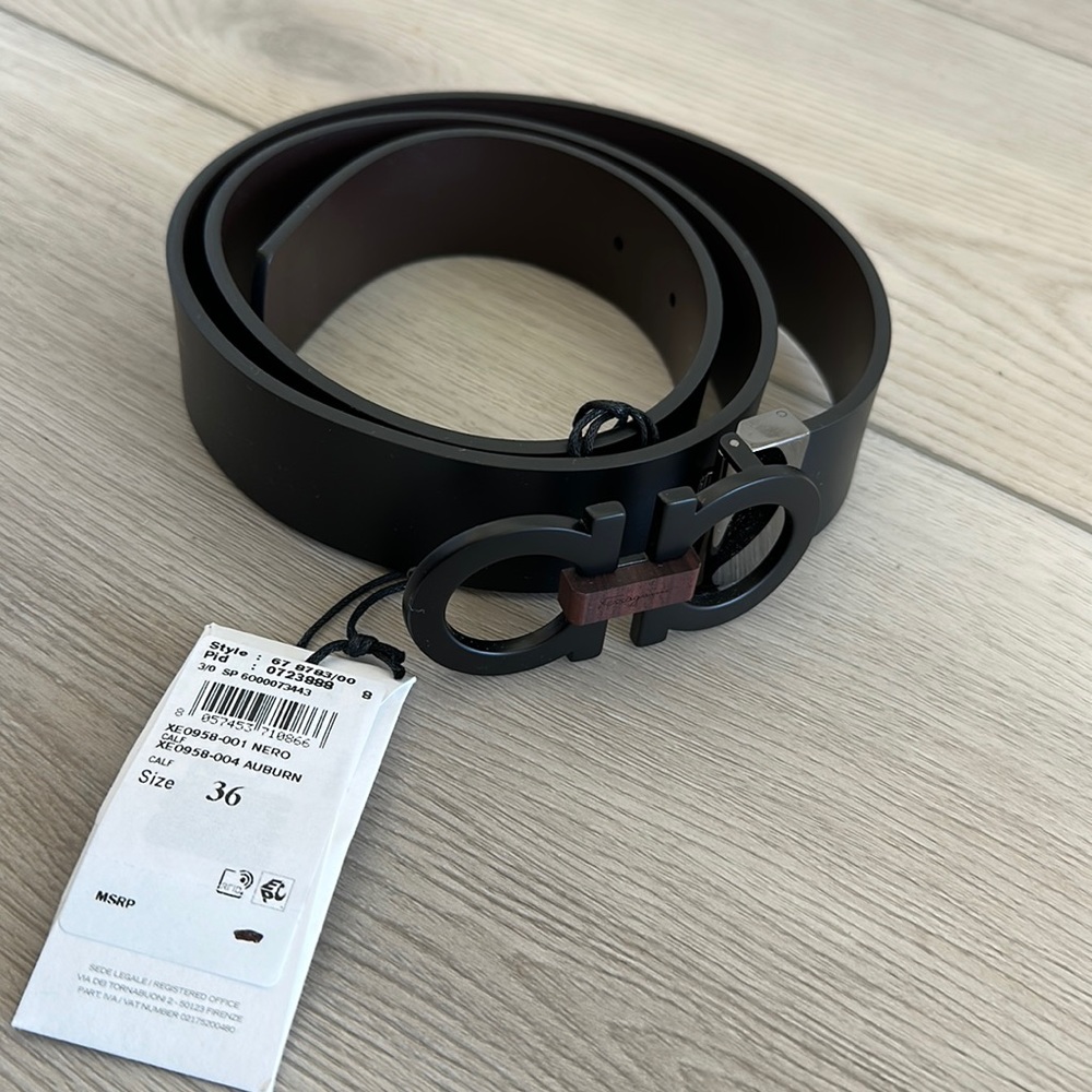 Men’s Salvatore Ferragamo Double-Gancini Buckle Belt